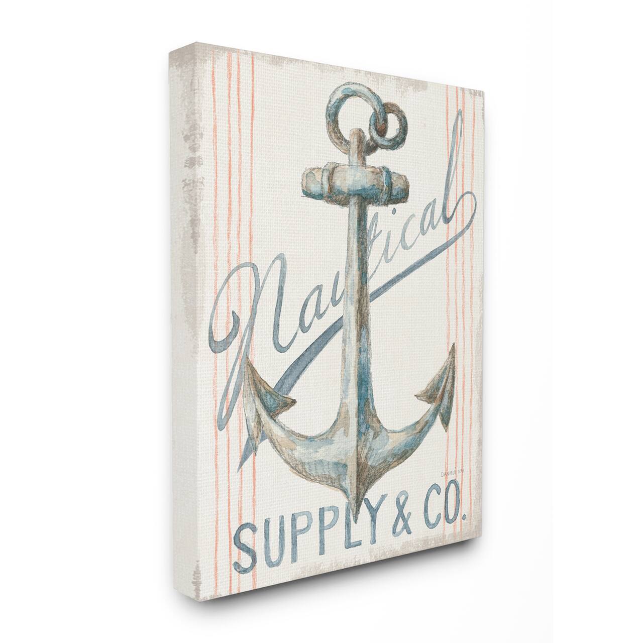 Stupell Industries Watercolor Boat Anchor Sign Canvas Wall Art